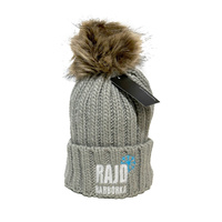 Children's winter cap with pompom gray 2023 Barbórka Rally