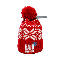 Winter cap with pompom red and white 2023 Barbórka Rally