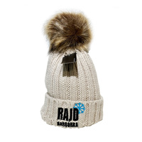 Children's winter cap with pompom beige Rally Barbórka 2023