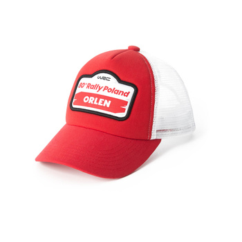 Czapka baseballowa dziecięca Trucker czerwona Rally Poland WRC 2024
