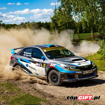 Co-drive in Subaru Impreza on the Mikołajki Arena track during ORLEN OIL 81. Rally Poland