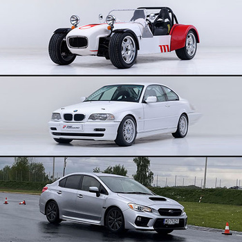 Duell hinter dem Lenkrad auf der Rennstrecke Subaru vs GKD vs BMW (2/2/2 Runden)