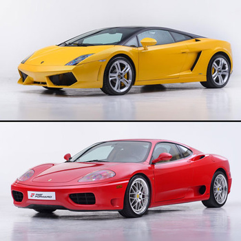 Duell Ferrari gegen Lamborghini am Steuer (2/2 Runden)