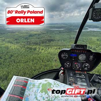Sightseeing flight by helicopter to 3 afternoon stages of WRC Rally Poland 2024 (Saturday)
