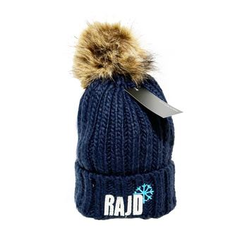 Children's winter cap with pom-pom navy blue Rally Barbórka 2023